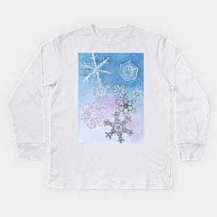 Snowflakes Watercolor Kids Long Sleeve T-Shirt